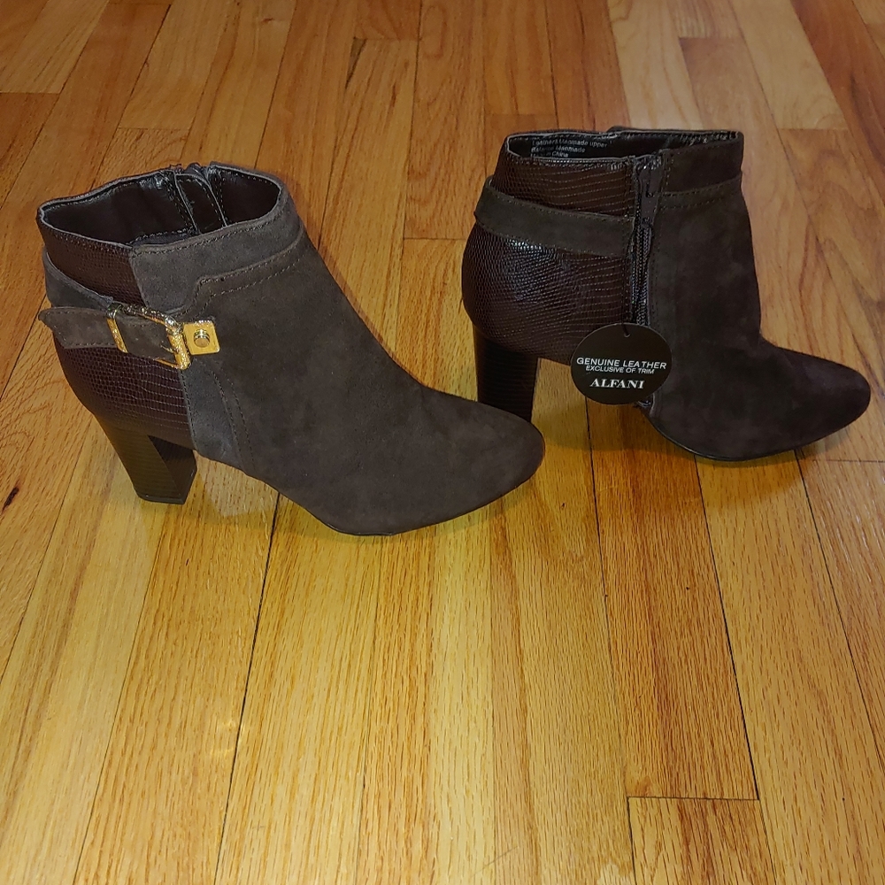 Alfani brown leather and suede ankle boots